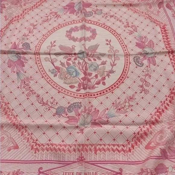 Hermes Carre 90 Jeux De Paille Scarf Pink - Picture 9 of 17